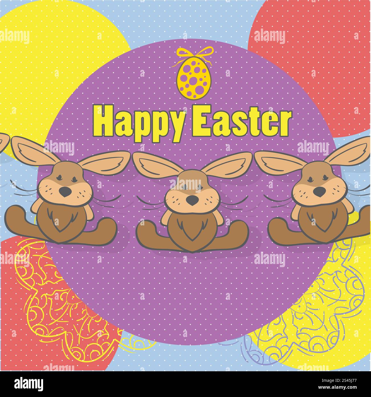 Happy easter card with brown bunnies Stock Vector