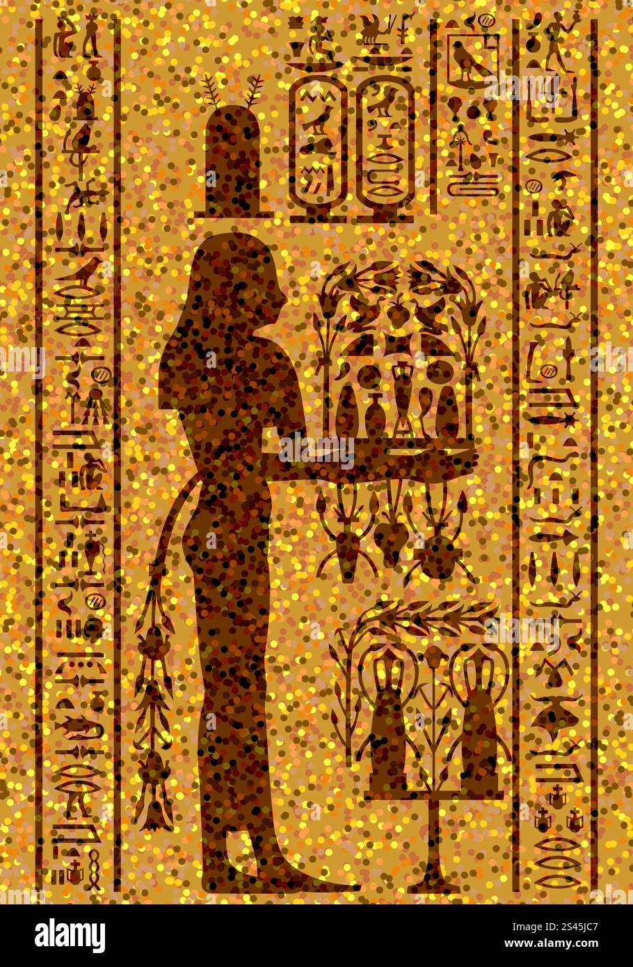 Egyptian hieroglyphs and fresco. Vector illustration Stock Vector Image ...