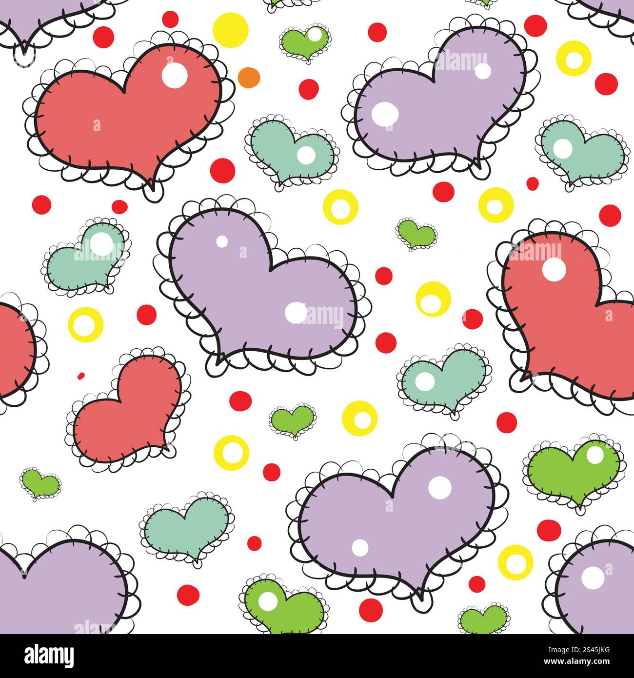 Seamless pattern with hand drawn hearts Stock Vector