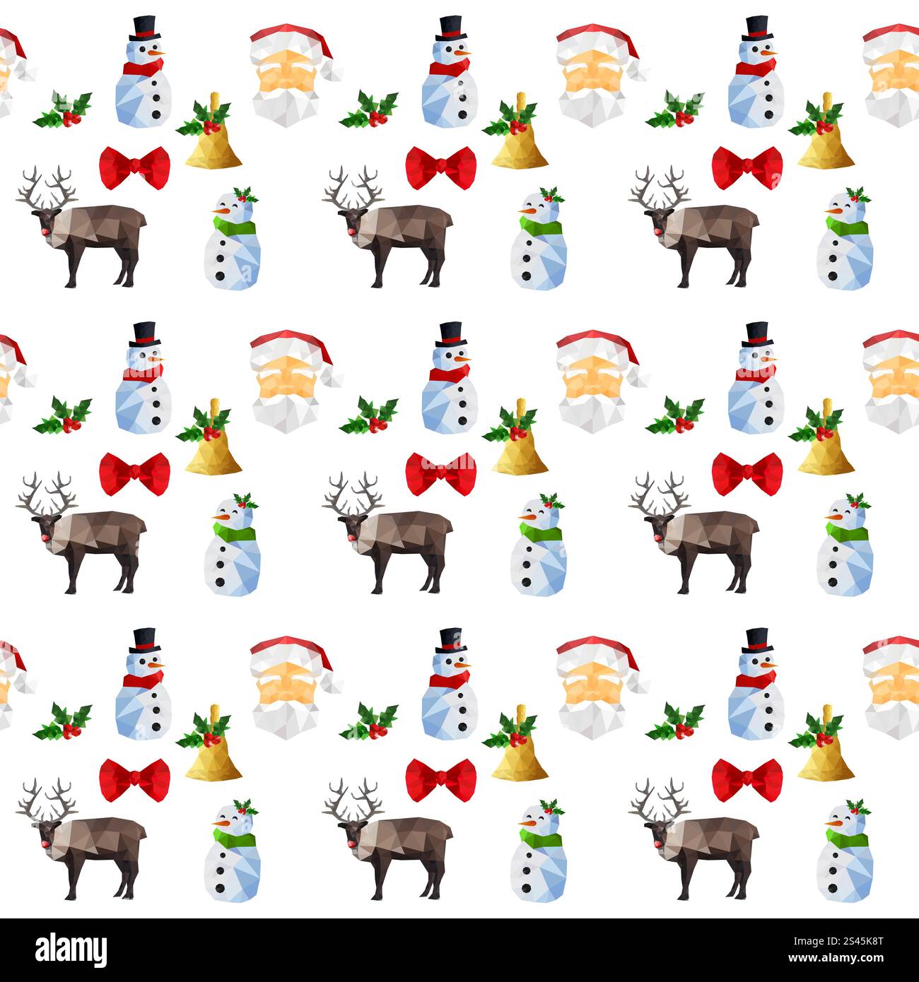 Seamless pattern with origami christmas objects Stock Vector
