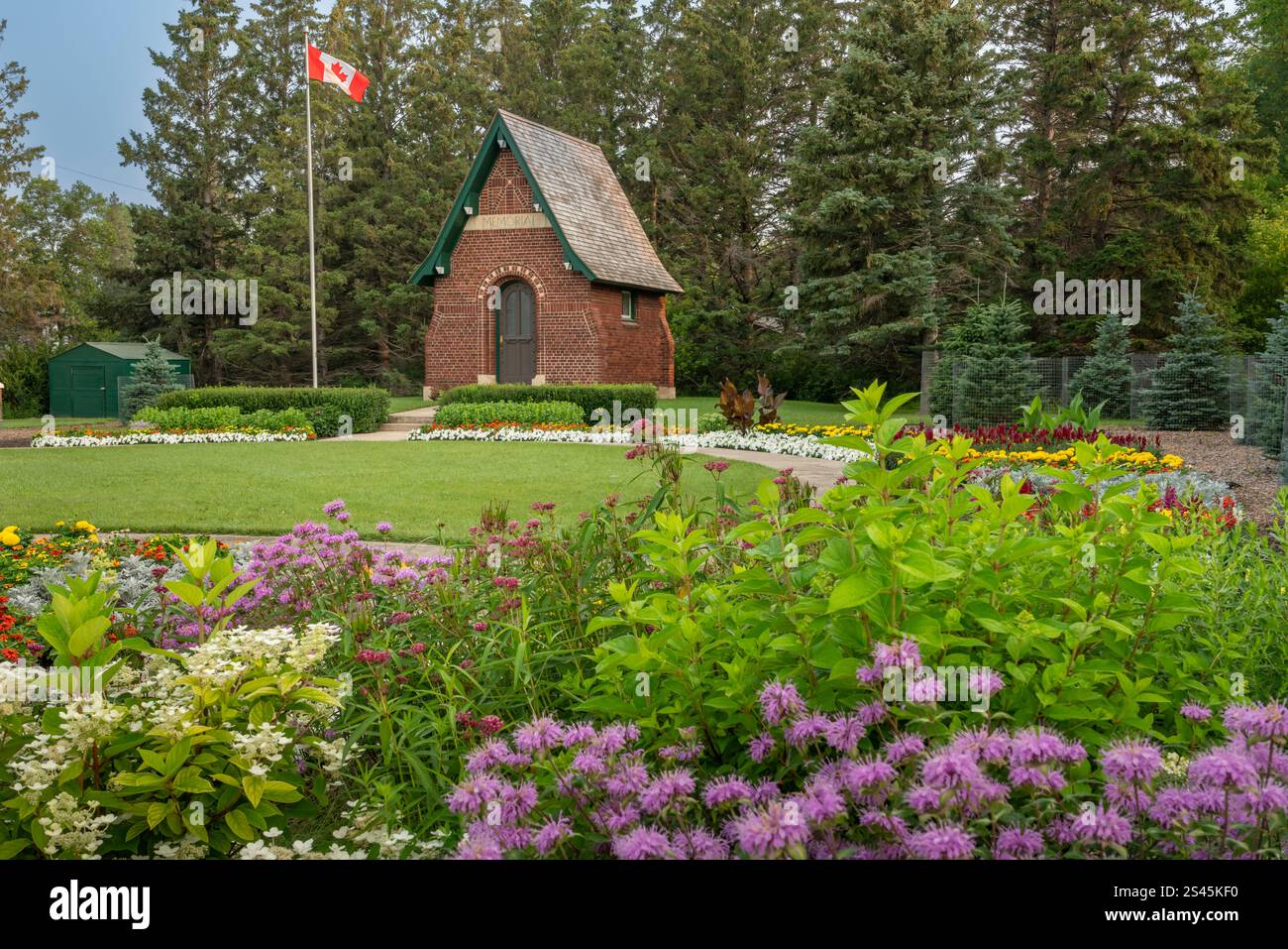 The flower gardens at the Memorial Park in Darlingford, Manitoba