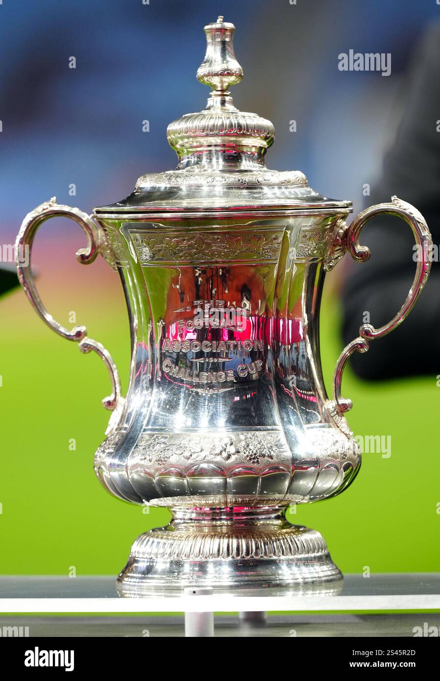 A general view of the FA Cup trophy before the Emirates FA Cup third