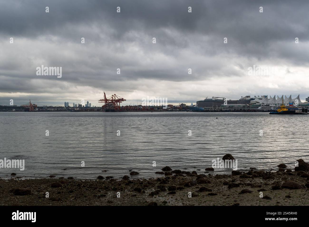 Downtown Vancouver skyline across Coal Harbour as seen from Stanley ...