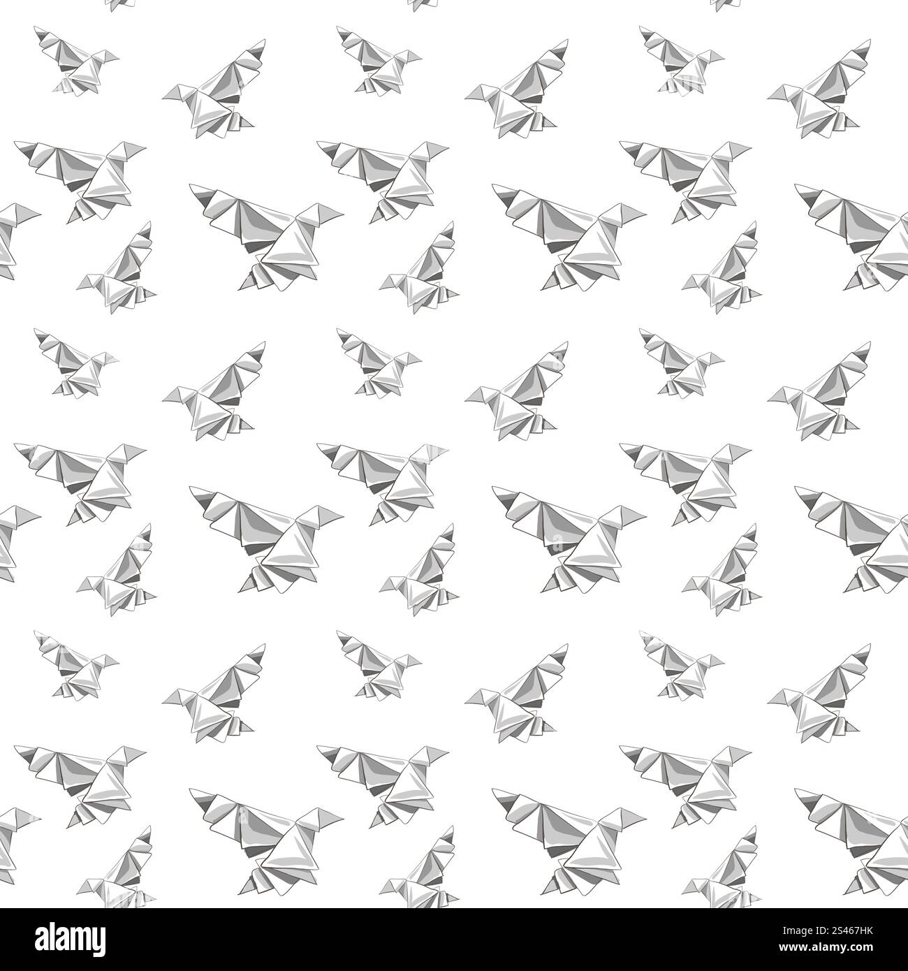 Illustration of seamless pattern with origami painted birds Stock ...