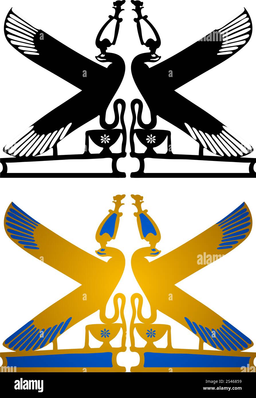 Ancient egyptian wall drawing. EPS 10 vector illustration Stock Vector ...