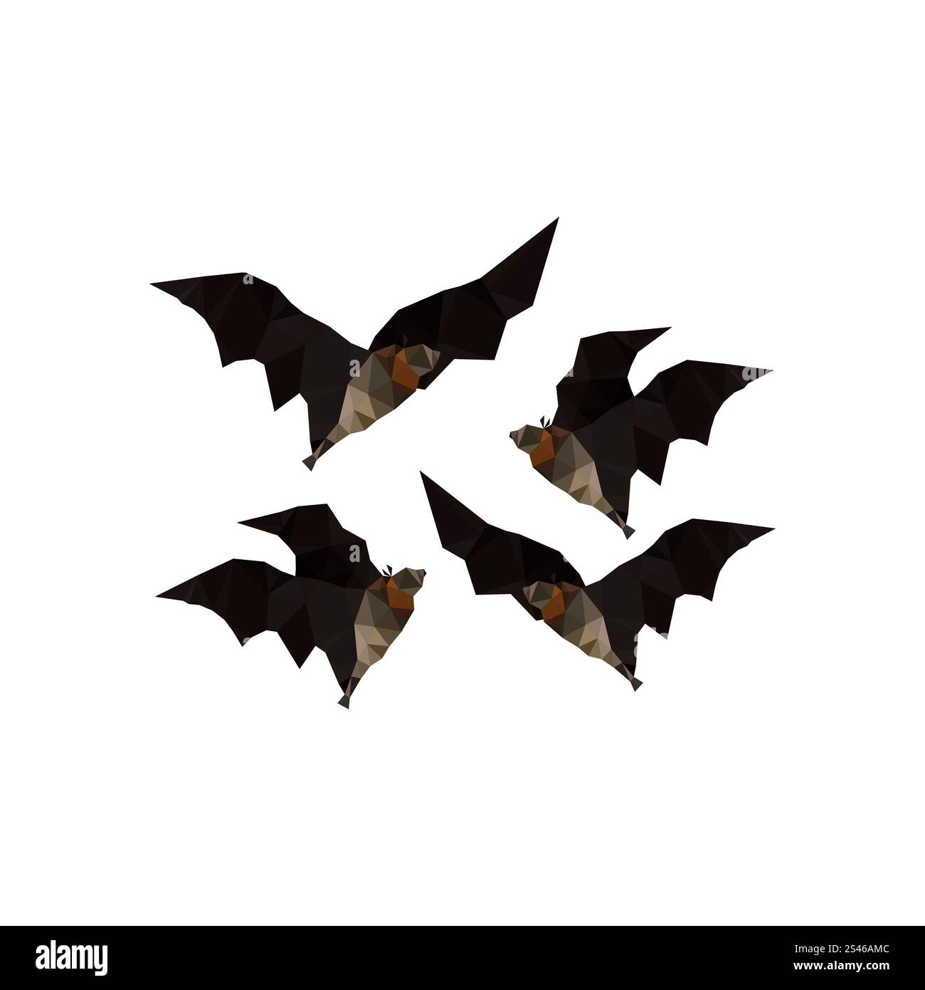 Illustration of origami flying bats isolated on white background Stock ...