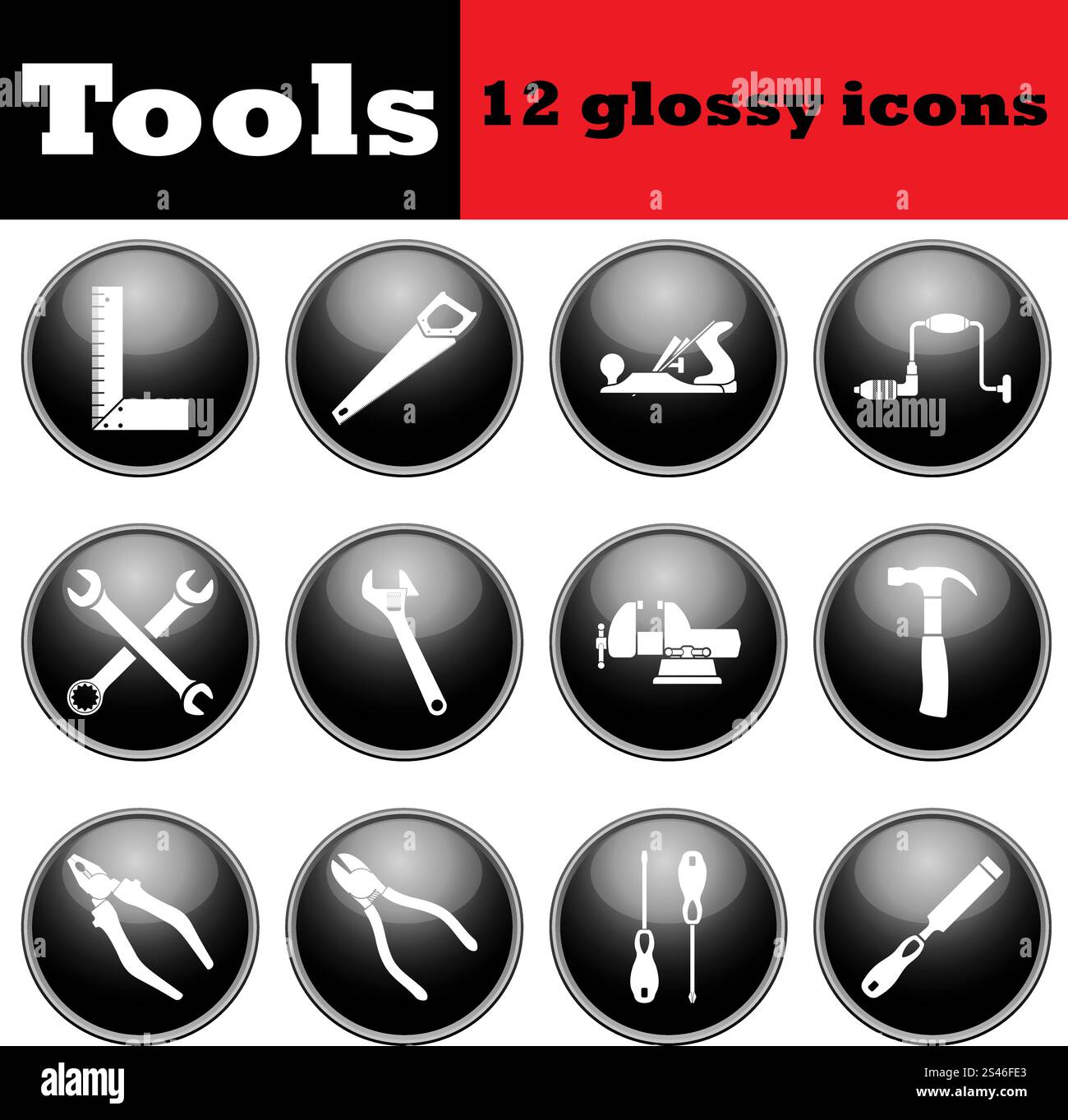 Set of tools glossy icons. EPS 10 vector illustration Stock Vector ...