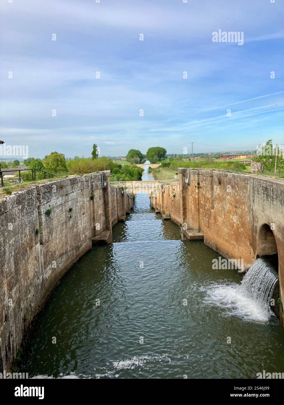 Canal, Lock Gates, Fromista, Camino Francés - Smartphone Captured Stock Image