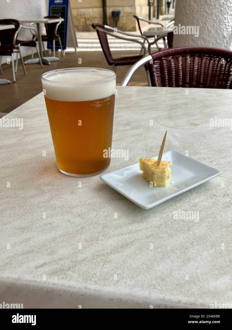 Beer with Tapas or Picos, Carrion de Los Condes, Camino Francés, Spain - Smartphone Captured Stock Image