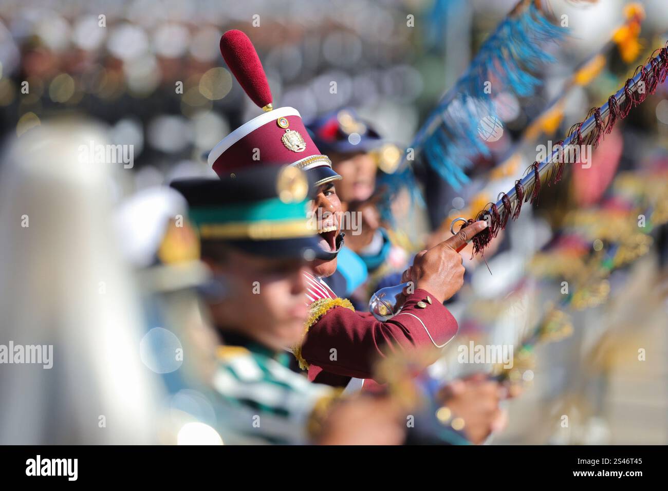 10 January 2025, Venezuela, Caracas Soldiers take part in a parade on