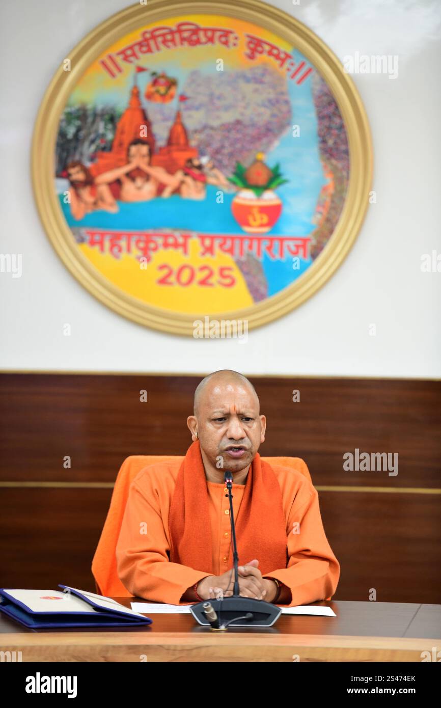 January 10 2025 Prayagraj Uttar Pradesh Chief Minister Yogi Aditya January 10 2025 Prayagraj Uttar Pradesh Chief Minister Yogi Aditya Nath During Meeting With Officer Ahead Of Maha Kumbh Mela 2025 In Prayagraj On Friday Jan 10 2025 Credit Image Prabhat Kumar Vermazuma Press Wire Editorial Usage Only! Not For Commercial Usage! 2S474EK