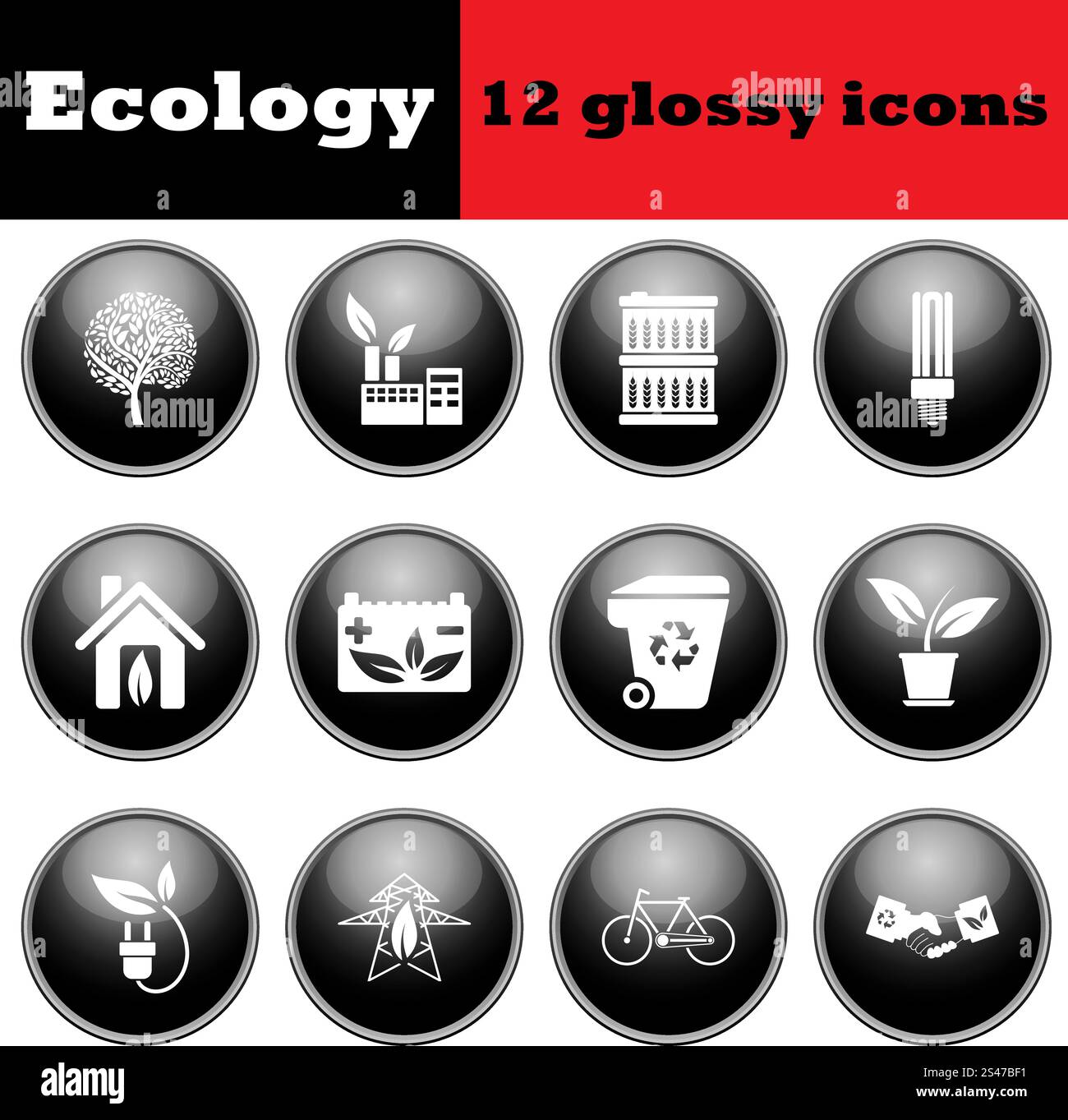 Set of ecological glossy icons. EPS 10 vector illustration Stock Vector ...