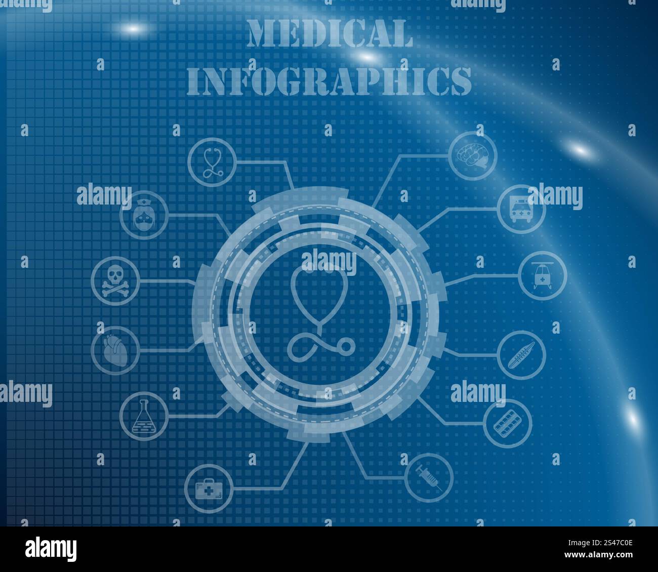 Medical Infographic Template From Technological Gear Sign, Lines and ...
