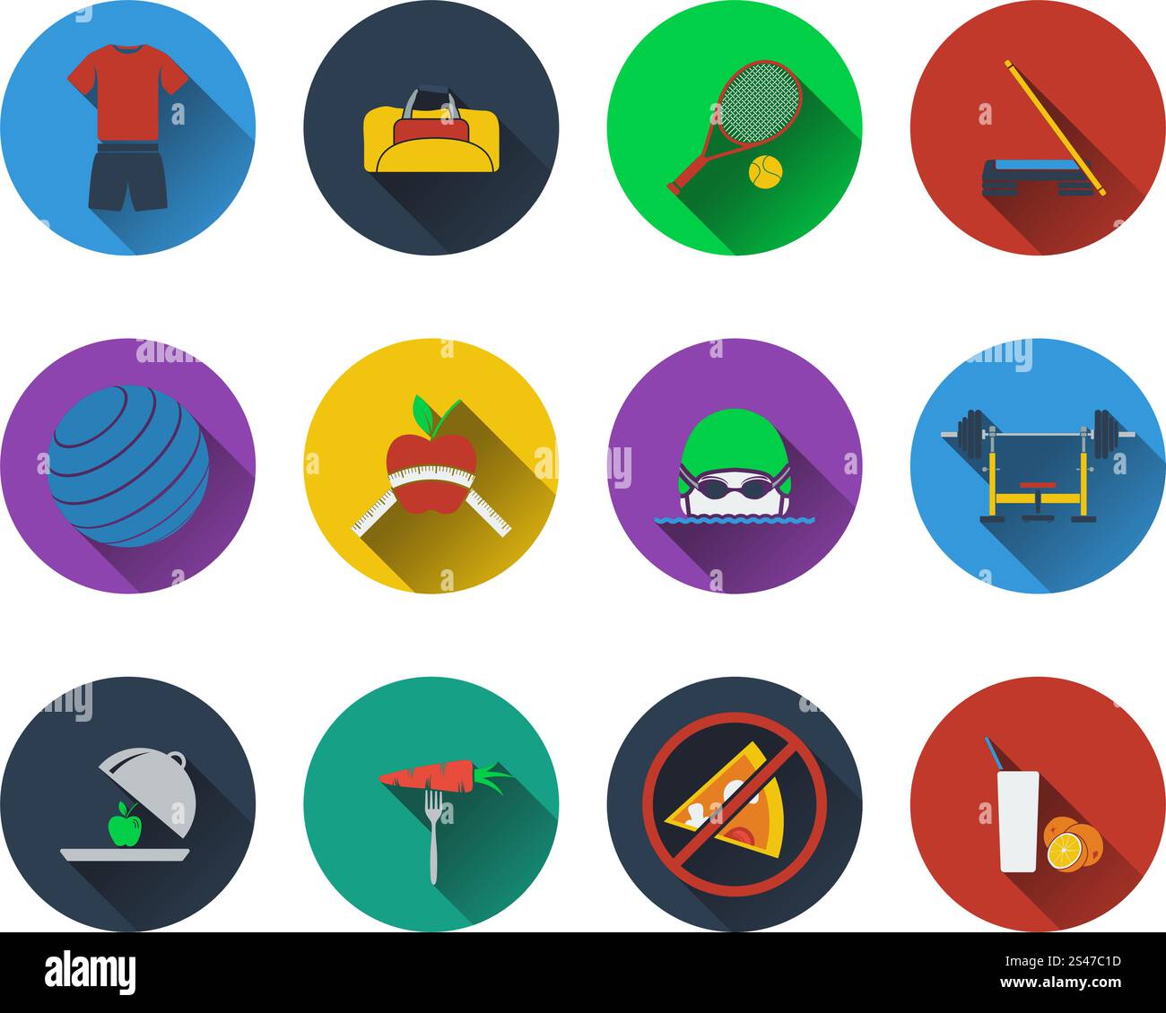 Set of fitness icons in flat design Stock Vector Image & Art - Alamy