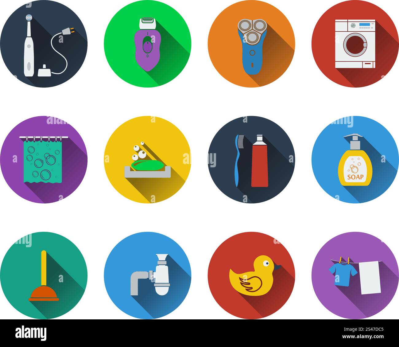 Set of bathroom icons in flat design Stock Vector Image & Art - Alamy