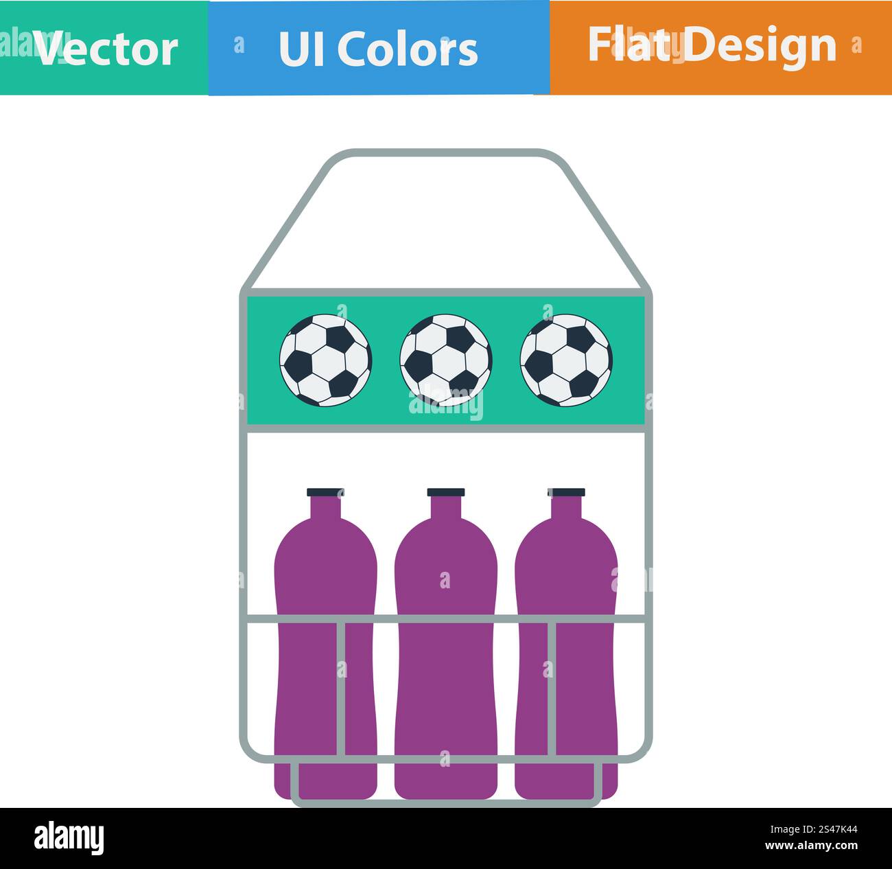 Flat design icon of football field bottle container in ui colors ...