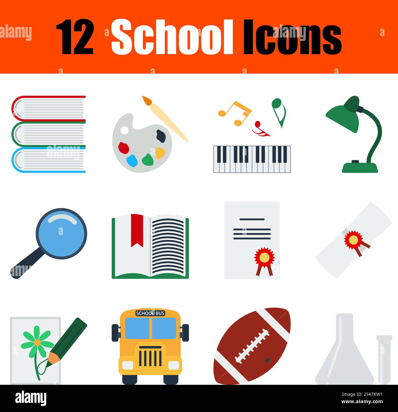 Flat design education icon set in ui colors. Vector illustration Stock ...