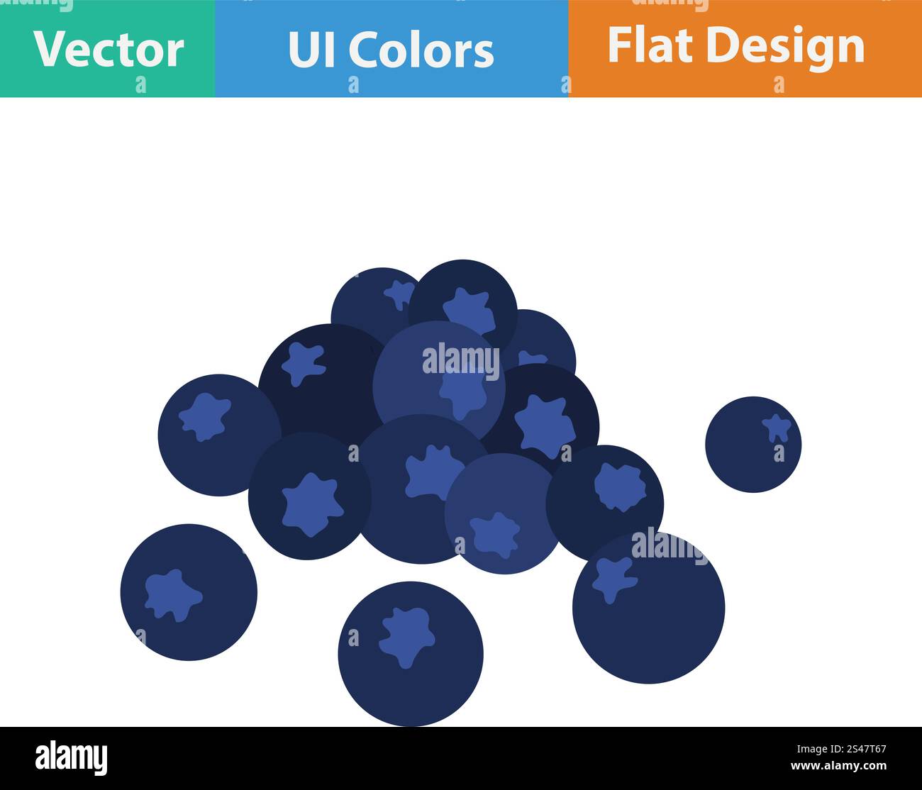 Flat design icon of Blueberry in ui colors. Vector illustration Stock ...