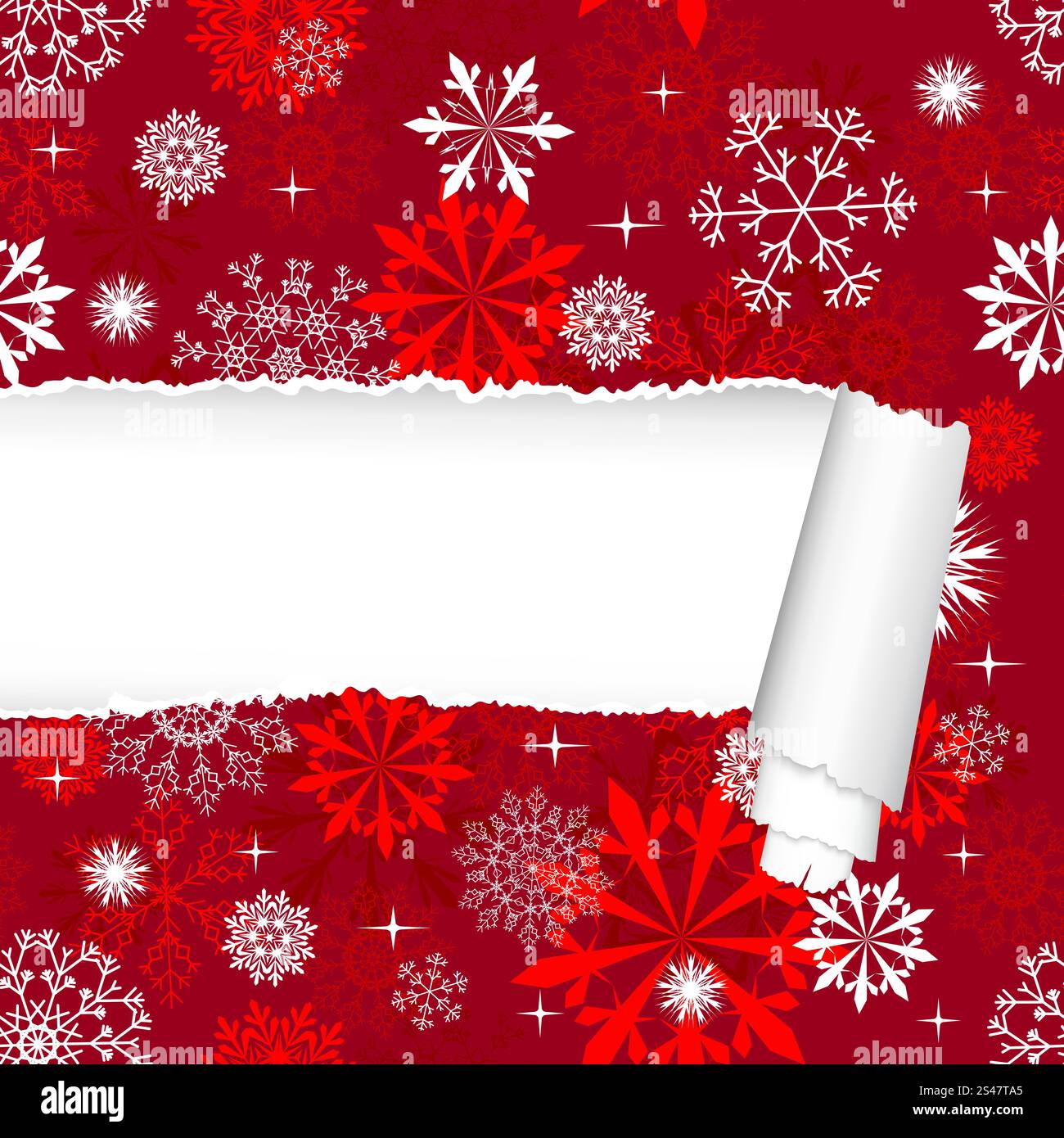 Snowflake Ripped Paper Snowflakes pattern with ripped torn paper stripe. Vector illustration ...