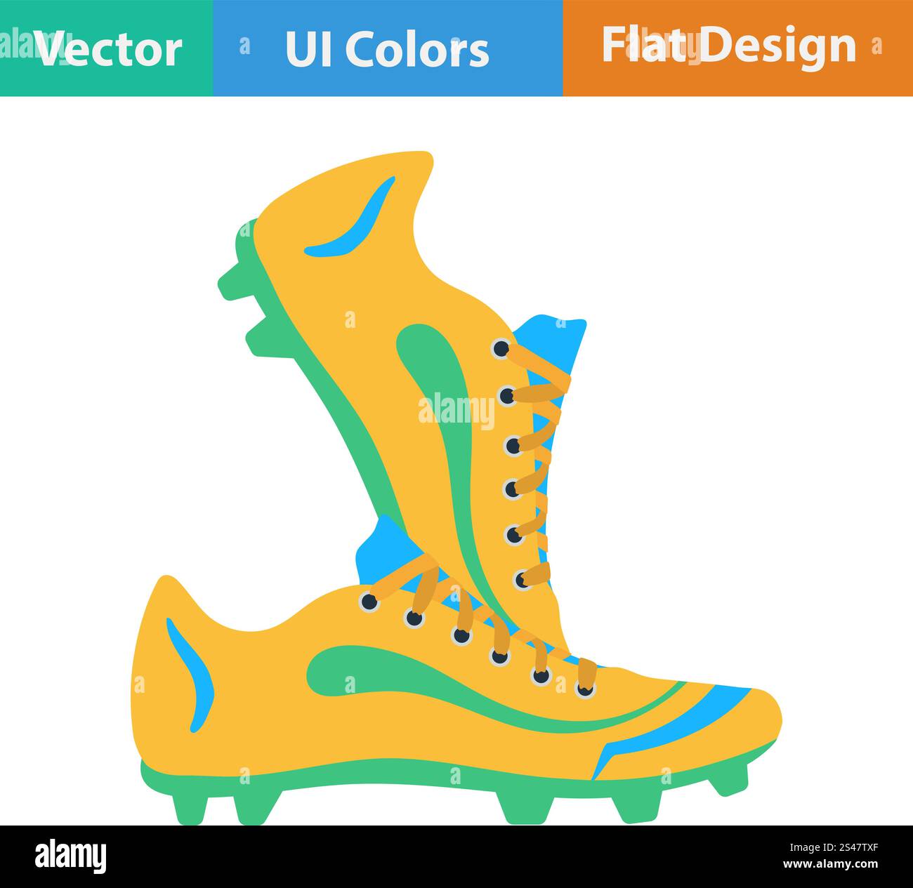 Flat design icon of football boots in ui colors. Vector illustration ...