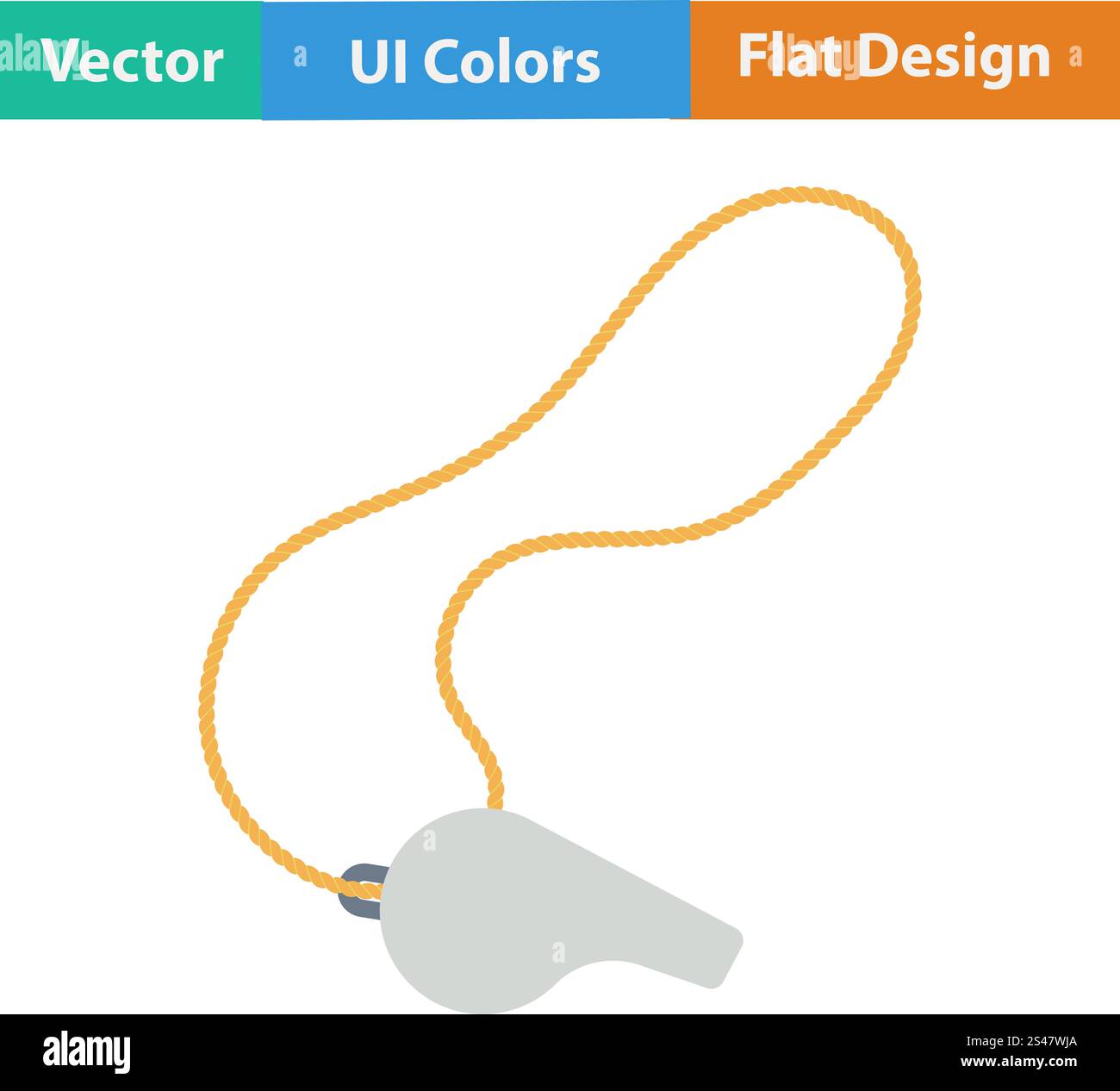 Flat design icon of whistle on lace in ui colors. Vector illustration ...