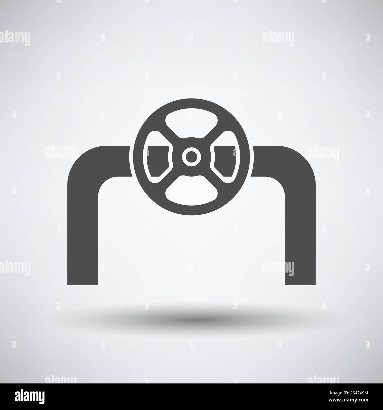 Pipe with valve icon on gray background with round shadow. Vector ...