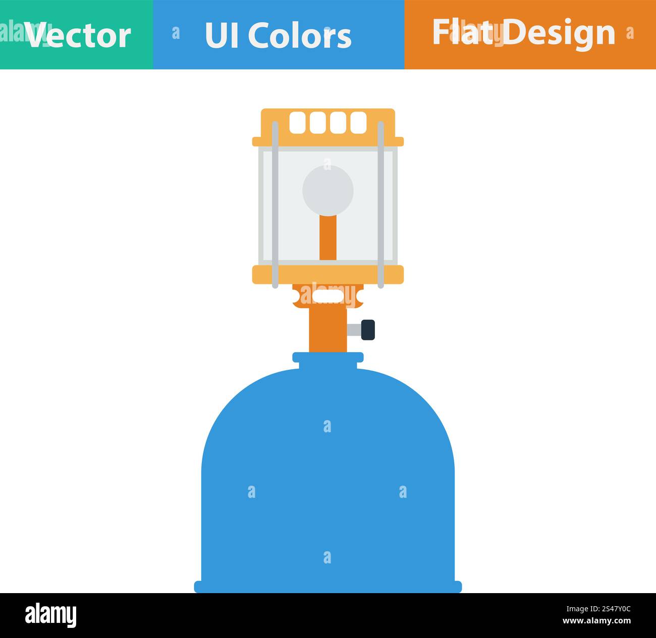 Flat design icon of camping gas burner lamp in ui colors. Vector ...