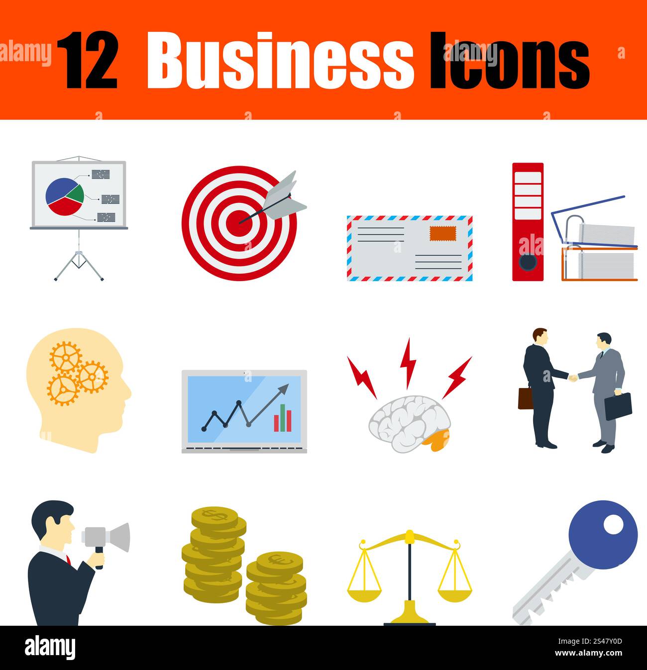 Flat design business icon set in ui colors. Vector illustration Stock ...