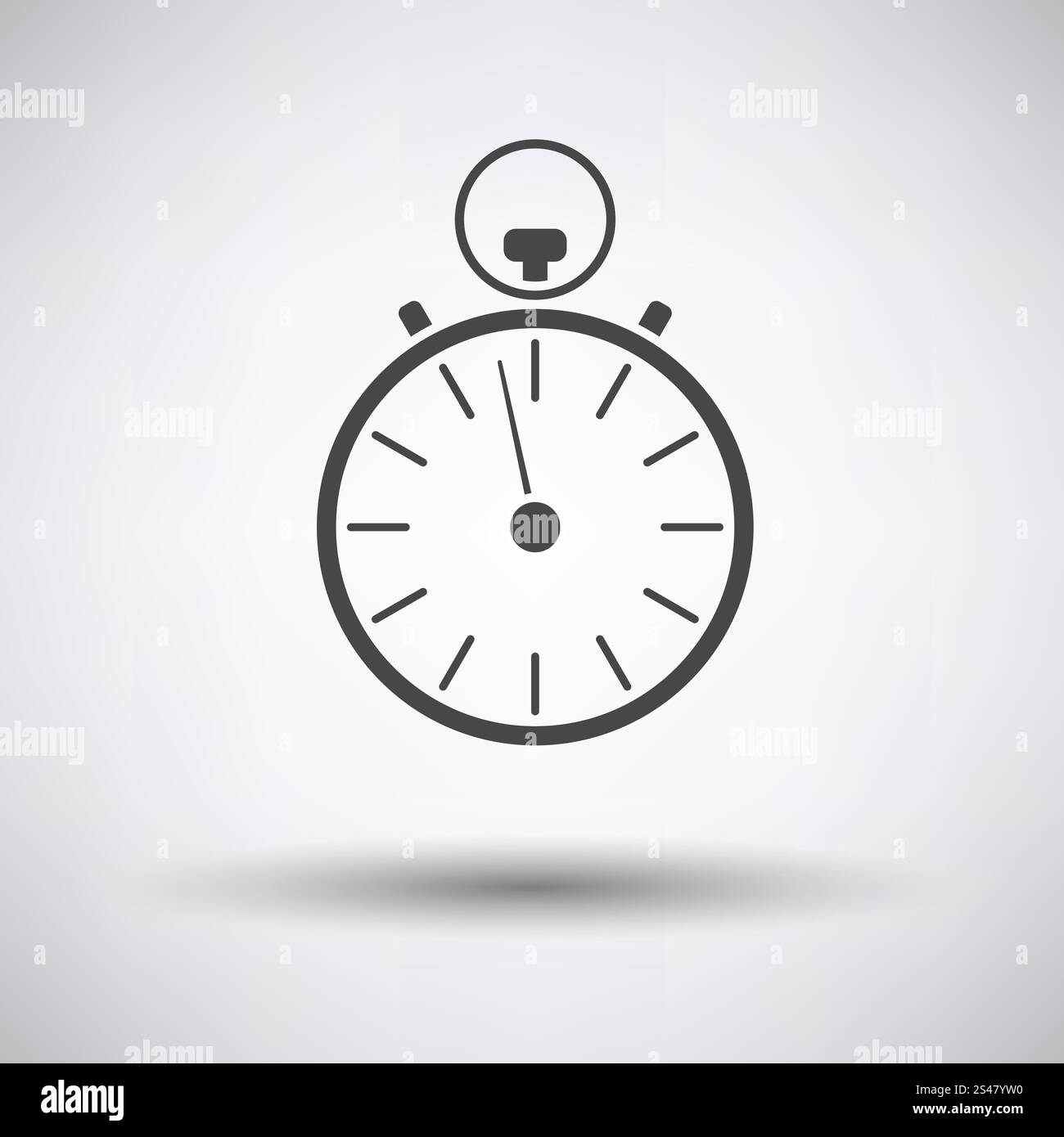 Stopwatch icon on gray background with round shadow. Vector ...