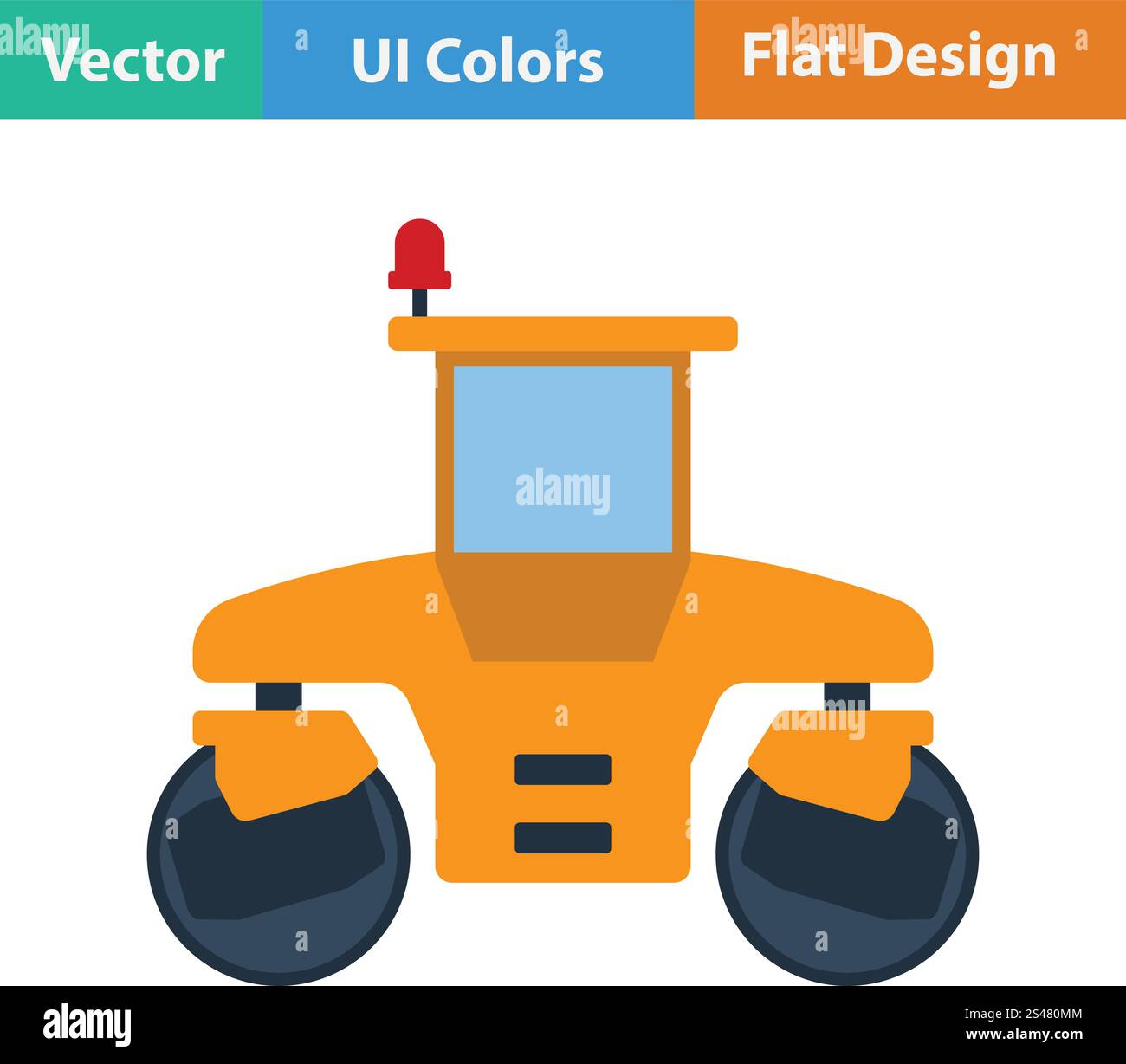 Flat design icon of road roller in ui colors. Vector illustration Stock ...