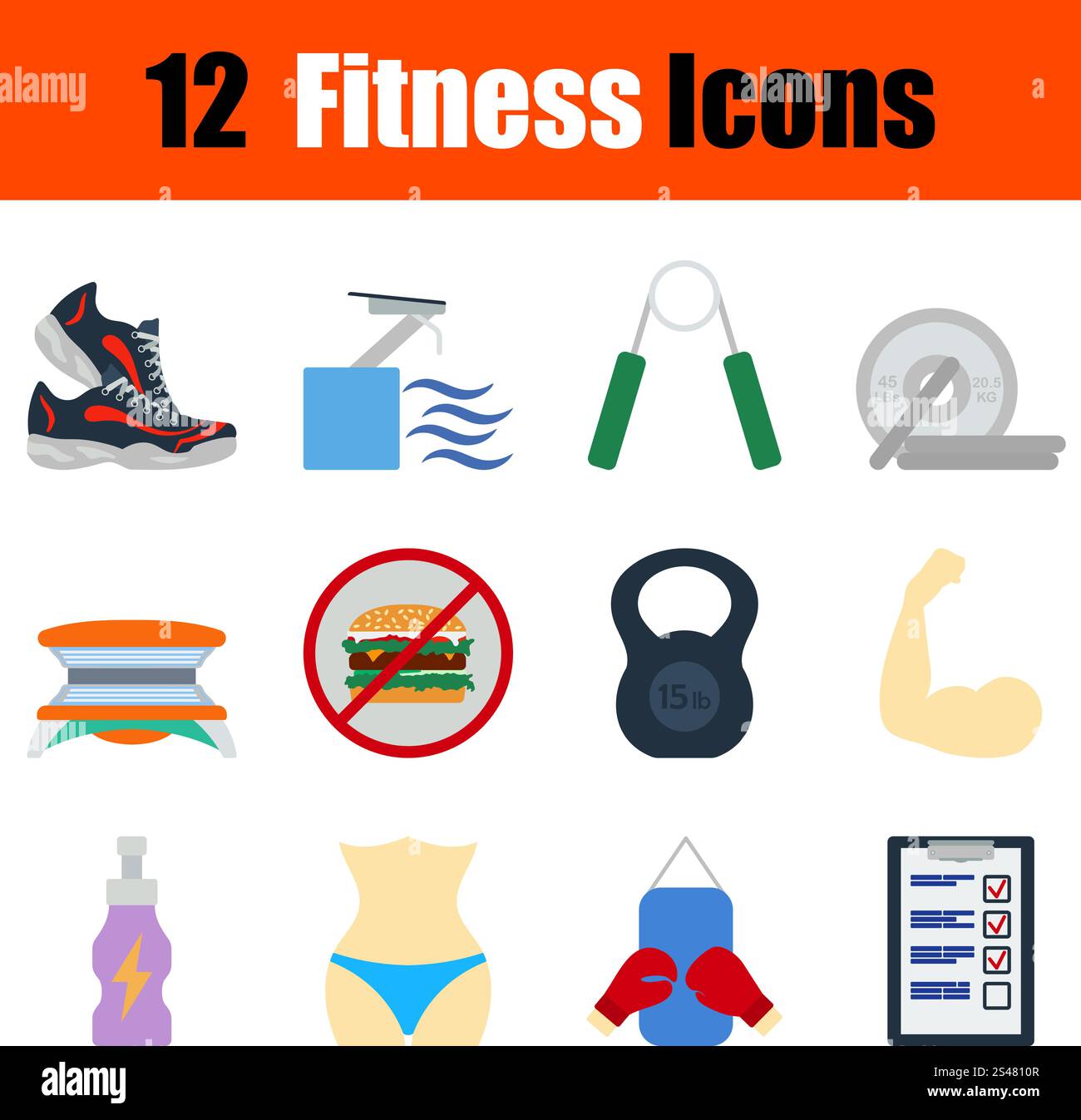 Flat design fitness icon set in ui colors. Vector illustration Stock ...