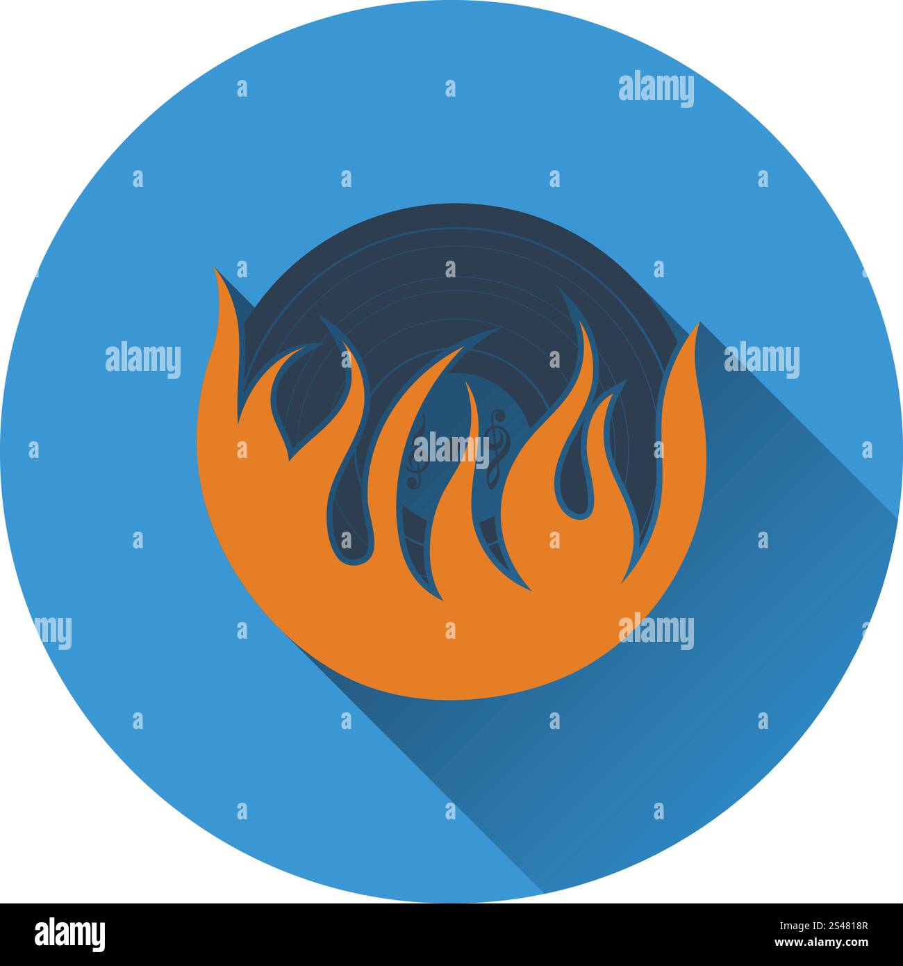 Flame vinyl icon. Flat design. Vector illustration. Stock Vector