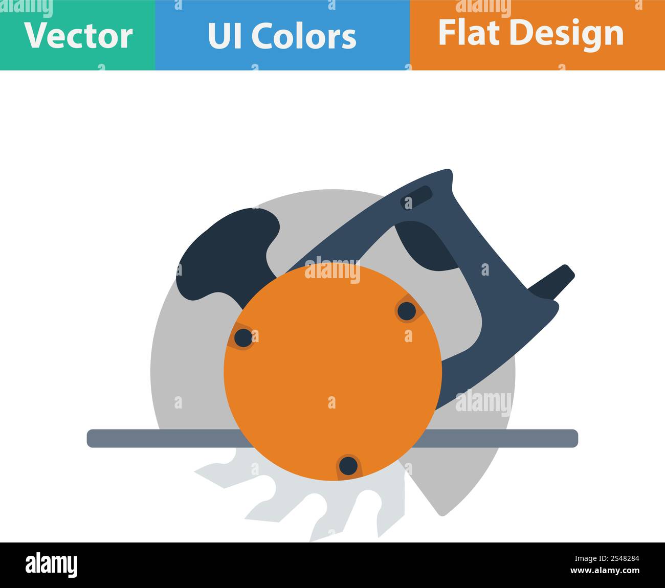 Flat design icon of circular saw in ui colors. Vector illustration ...