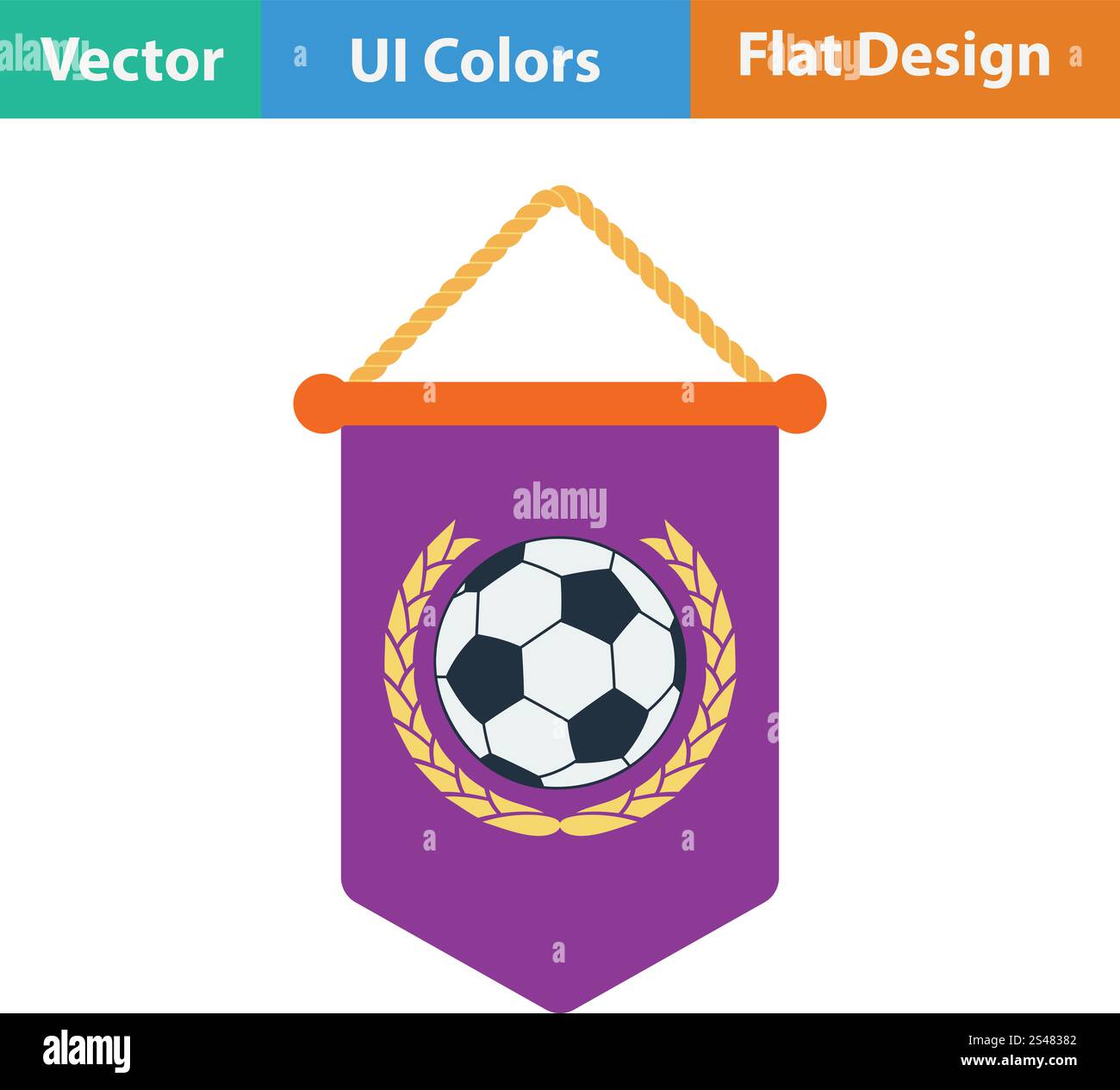 Football pennant icon. Flat design in ui colors. Vector illustration ...