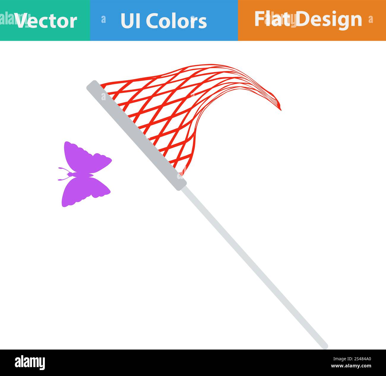 Flat design icon of butterfly net in ui colors. Vector illustration ...