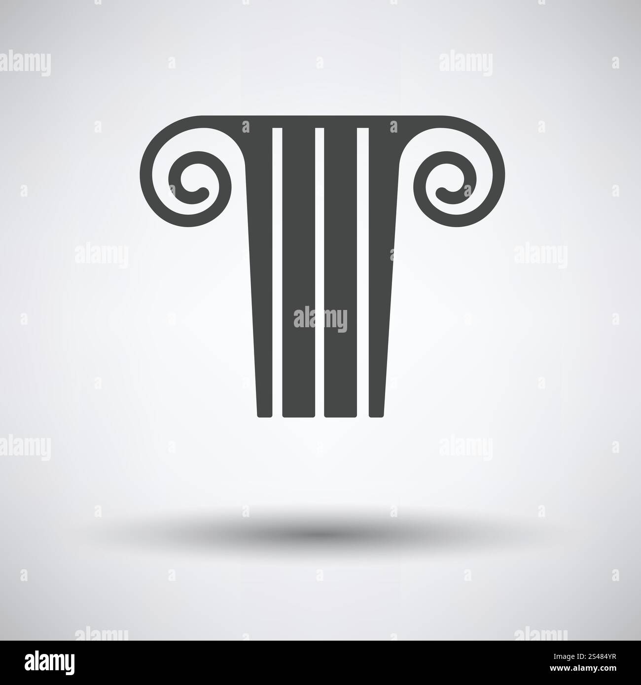 Antique column icon on gray background with round shadow. Vector ...