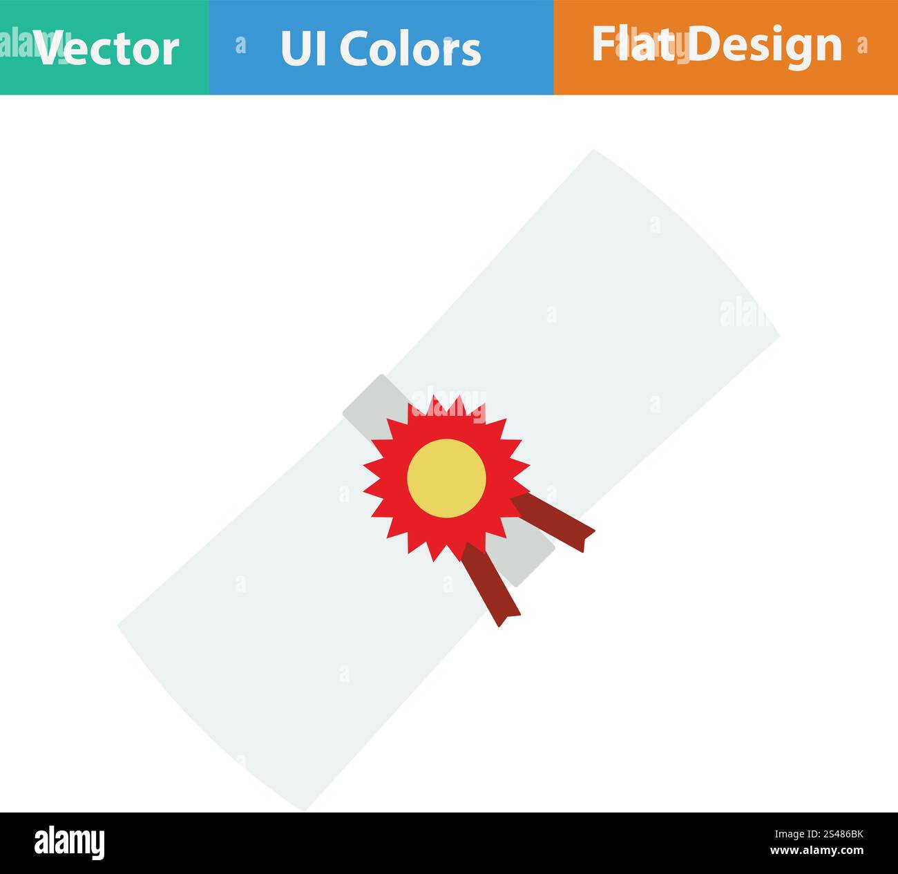 Flat design icon of Diploma in ui colors. Vector illustration Stock ...