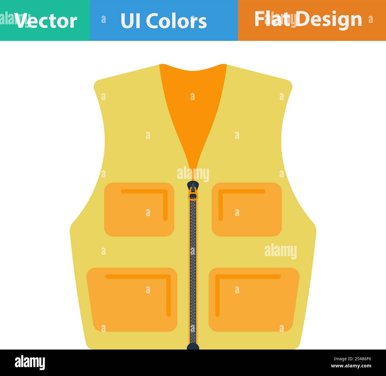 Flat design icon of hunter vest in ui colors. Vector illustration Stock ...