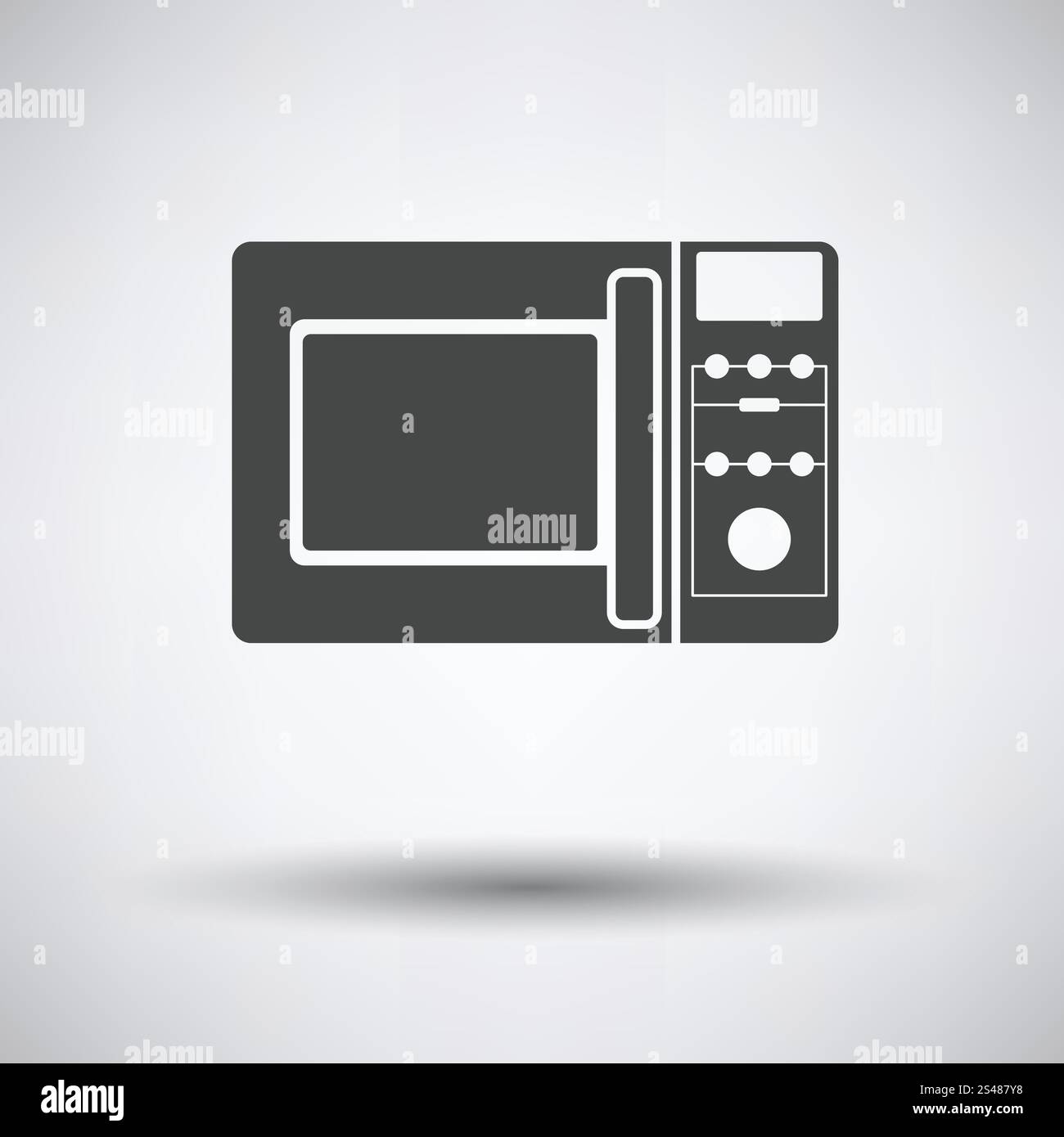 Micro wave oven icon on gray background with round shadow. Vector illustration. Stock Vector
