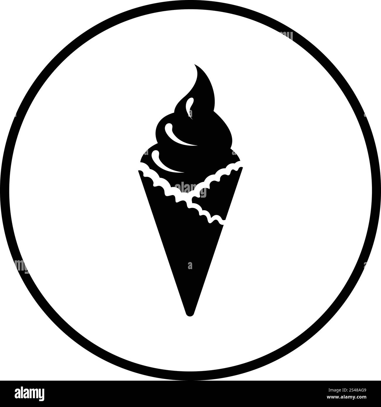 Ice Cream Icon Thin Circle Design Vector Illustration Stock Vector 