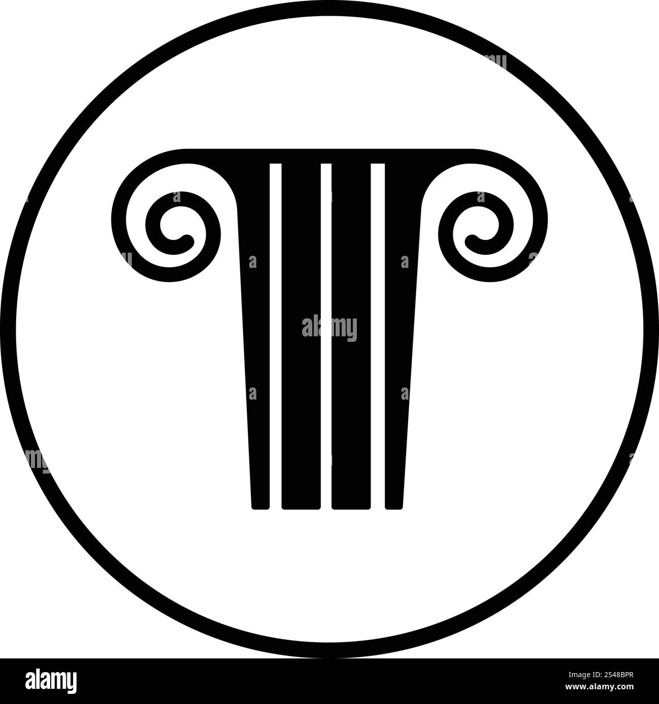Antique column icon. Thin circle design. Vector illustration Stock ...