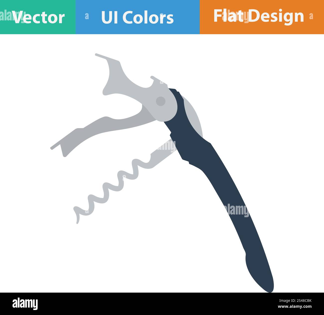 Waiter corkscrew icon. Flat design. Vector illustration. Stock Vector
