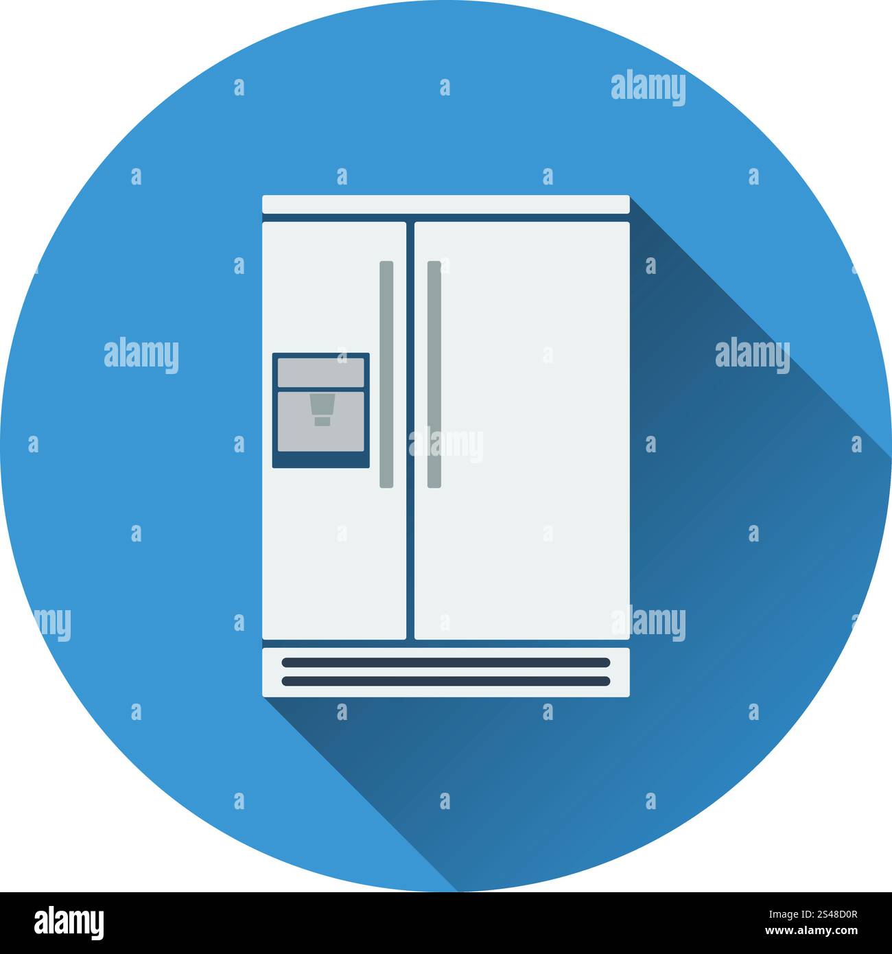 Wide refrigerator icon. Flat design. Vector illustration. Stock Vector