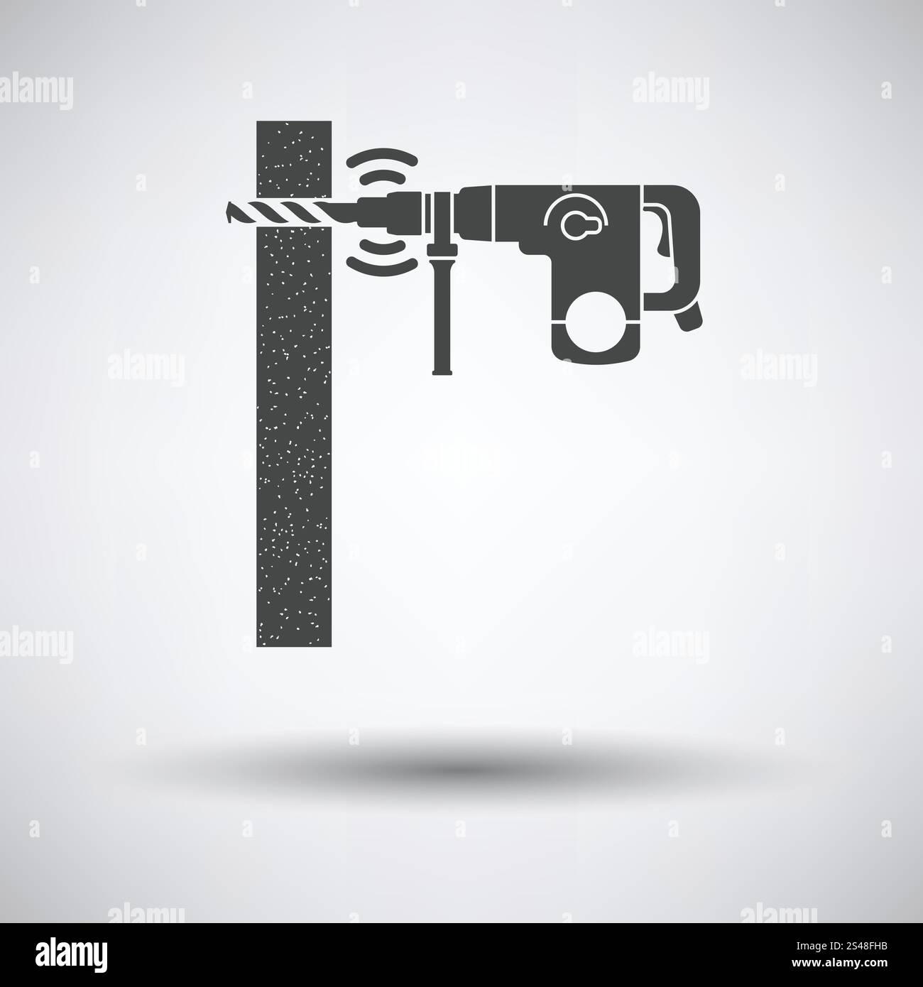 Icon of perforator drilling wall on gray background with round shadow ...