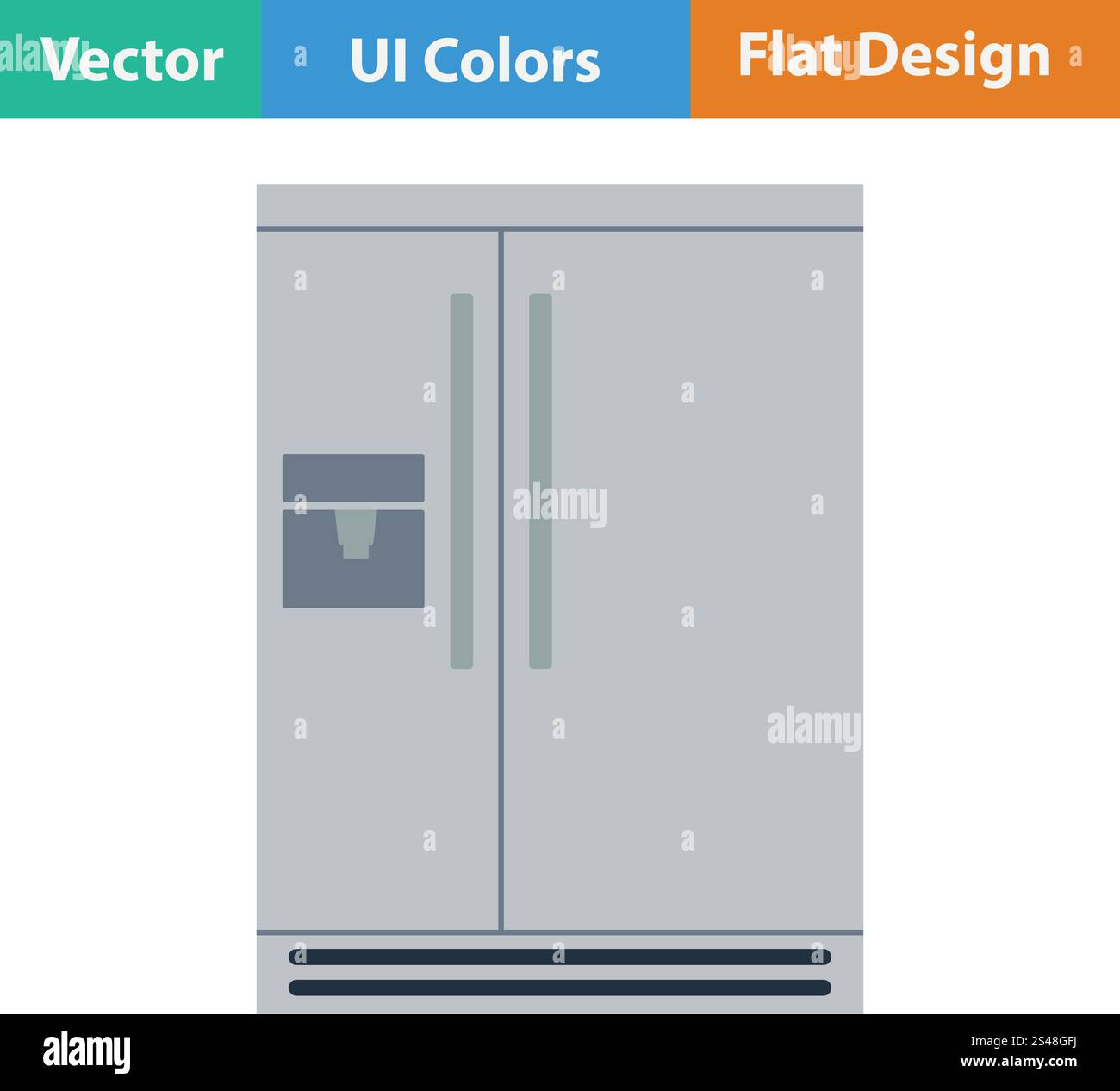 Wide refrigerator icon. Flat design. Vector illustration. Stock Vector