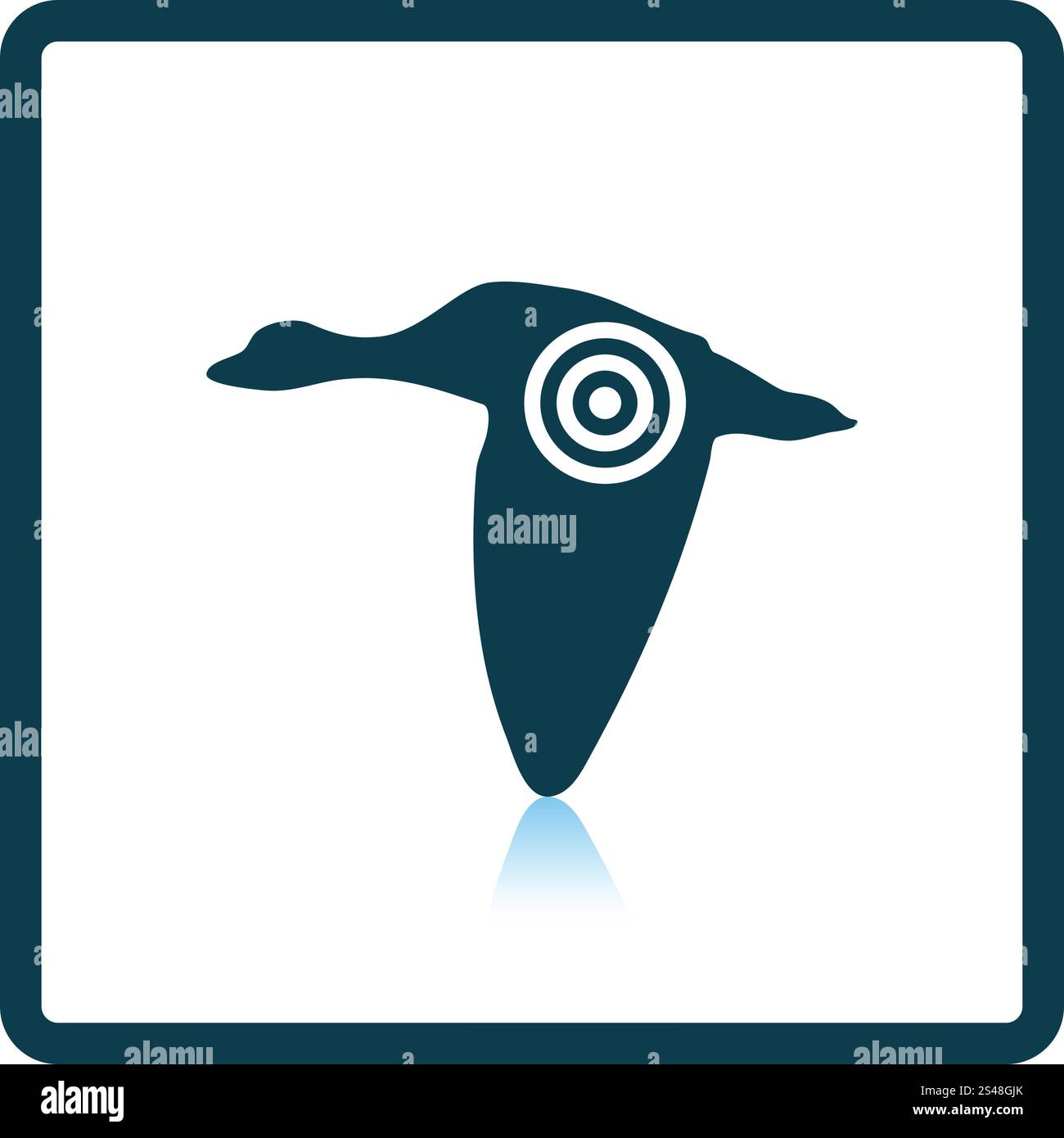 Flying duck  silhouette with target  icon. Shadow reflection design. Vector illustration. Stock Vector