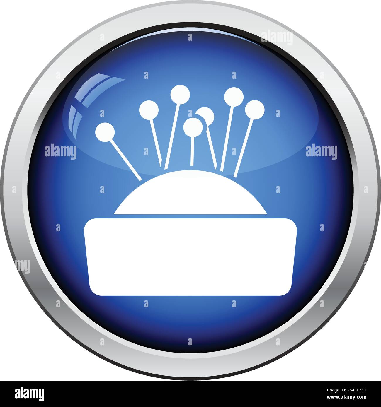 Pin cushion icon. Glossy button design. Vector illustration Stock ...
