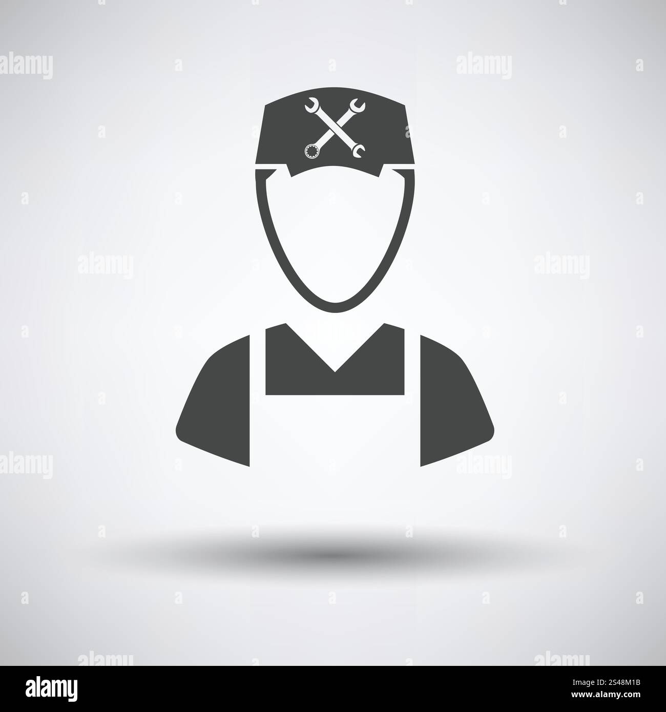 Car mechanic icon on gray background, round shadow. Vector illustration ...