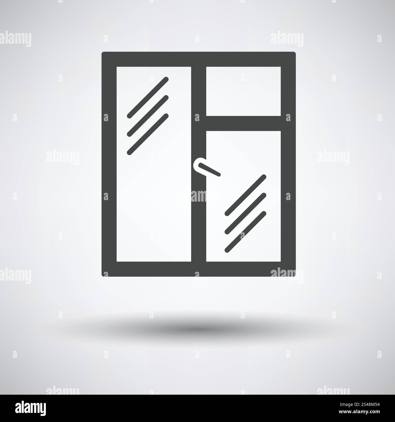 Icon of closed window frame on gray background with round shadow ...