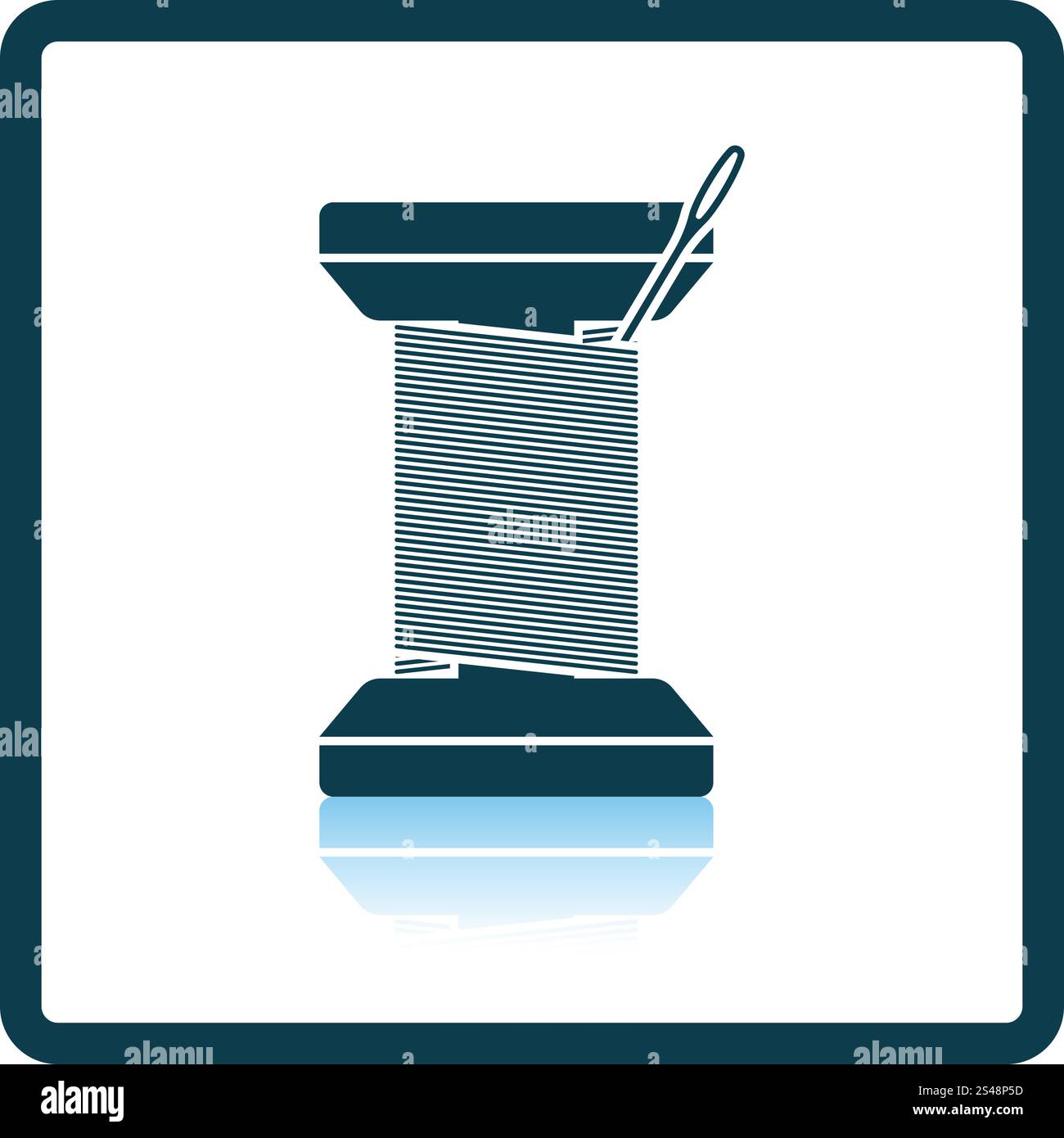Sewing reel with thread icon. Shadow reflection design. Vector illustration. Stock Vector